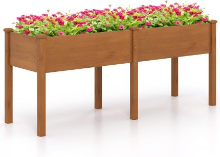 73" L x 23" W x 30" H Raised Garden Bed with Drain Hole - Brown