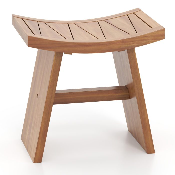 18" x 13" x 17.5" Waterproof Shower Stool with Curved Seat for Inside Shower - Image 1