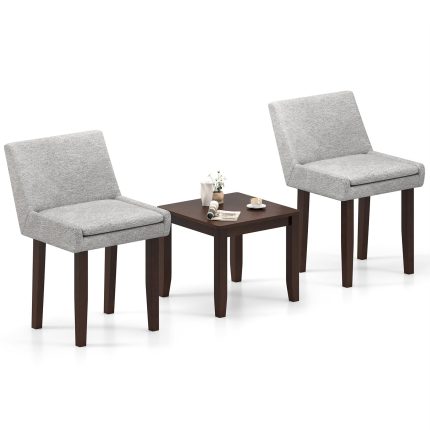 Modern Upholstered Armless Chair with Square Wood End Table