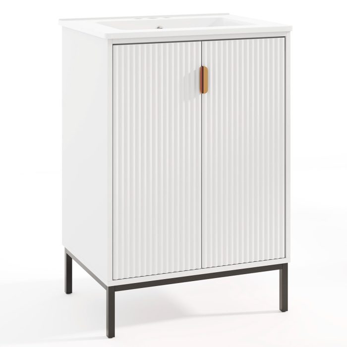 24” Undermount Bathroom Storage Cabinet and Sink Combo Set with 2 Doors - Image 1