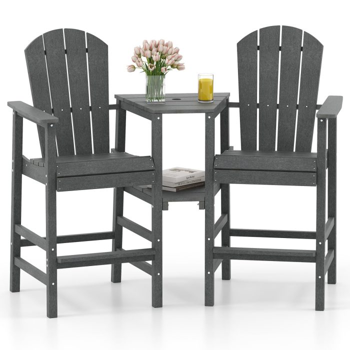 Giantex Outdoor Tall Adirondack Chairs Set of 2 - Grey - Image 1