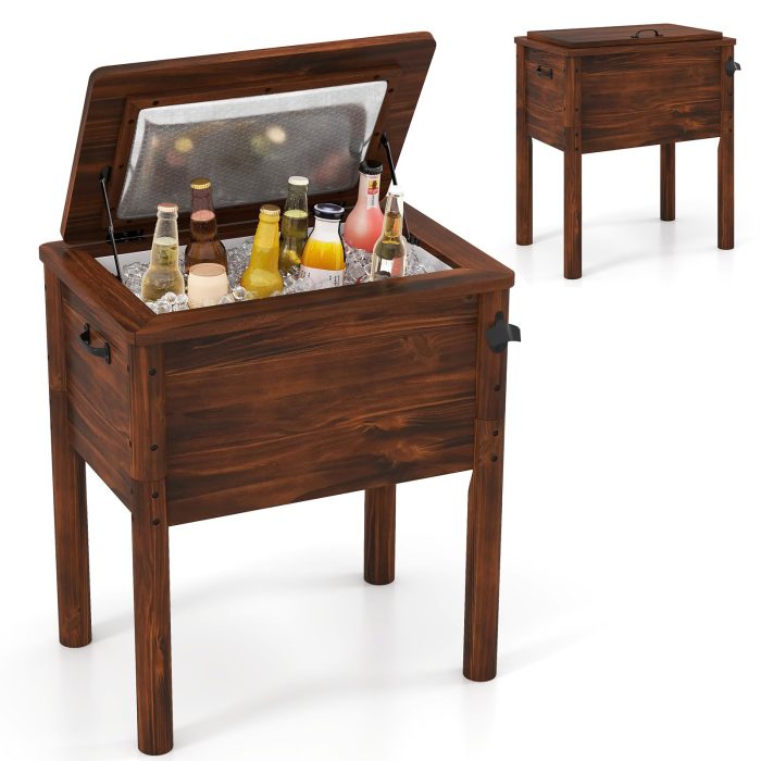 Giantex Wooden Patio Cooler - Image 1