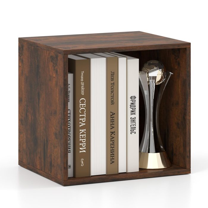 Giantex White Cubby Bookcase - 1-Cube Rustic Brown - Image 1
