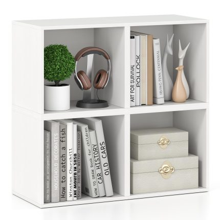 Giantex White Cubby Bookcase - 4-Cube White
