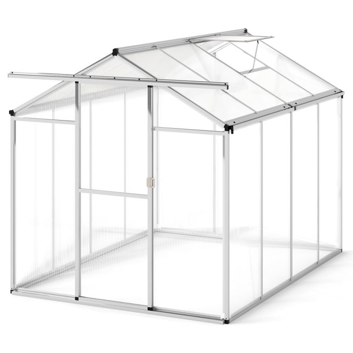 Giantex Outdoor Large Walk-in Green House w/ Rain Gutter - 6x8x6.5ft - Image 1