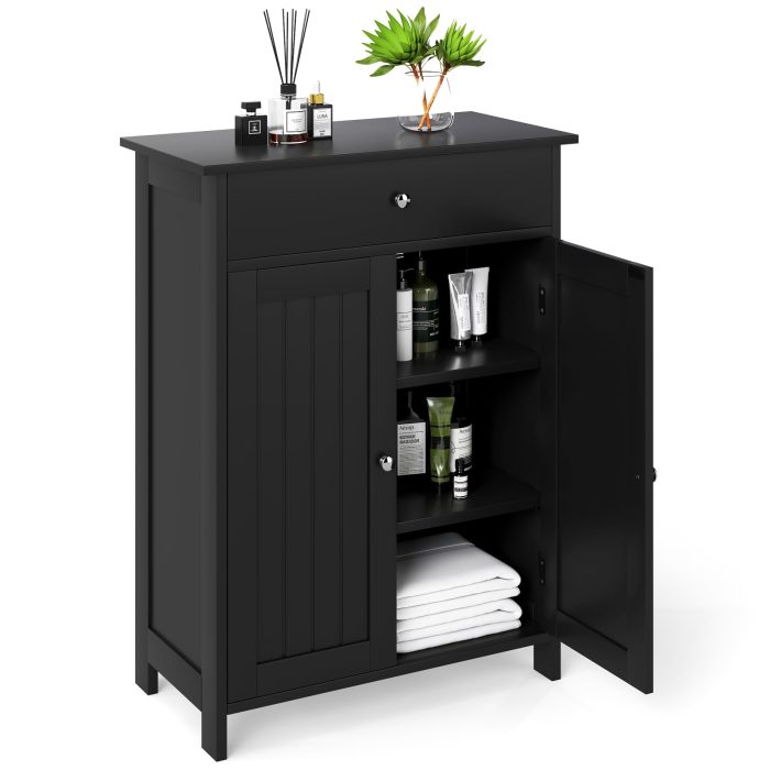 Giantex  Freestanding Bathroom Storage Cabinet - Black - Image 1