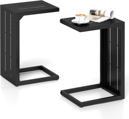 Giantex C-Shaped End Table with Adjustable Foot Pads - 2