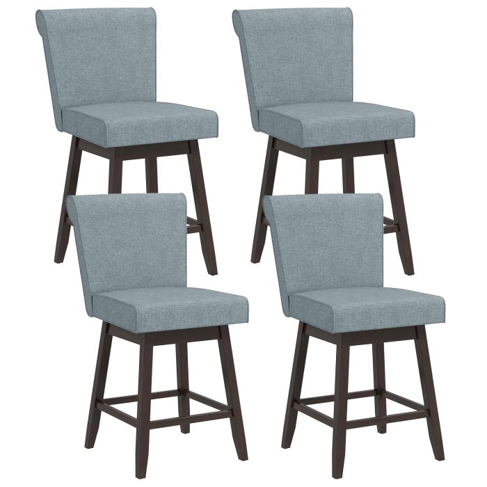 Giantex Modern Upholstered Bar Stools Set - 2 Grey - Image 1