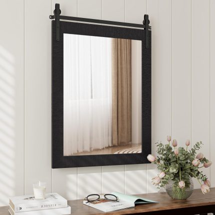 CHARMAID Farmhouse Wall Mirror - Black 30"L x 22"W