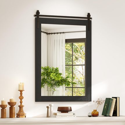 CHARMAID Farmhouse Wall Mirror - Black 36"L x 24"W