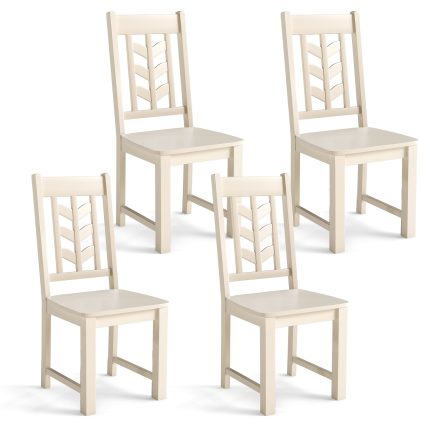 Giantex Wooden Dining Chairs Set of 2/4 - 2 Cream White