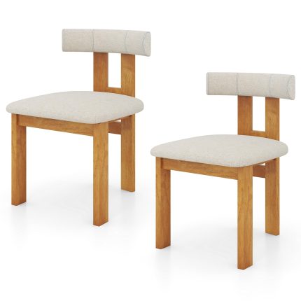Giantex Modern Upholstered Accent Side Chairs with Curved Backrest - 2