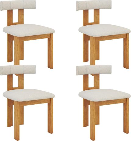Giantex Modern Upholstered Accent Side Chairs with Curved Backrest - 4