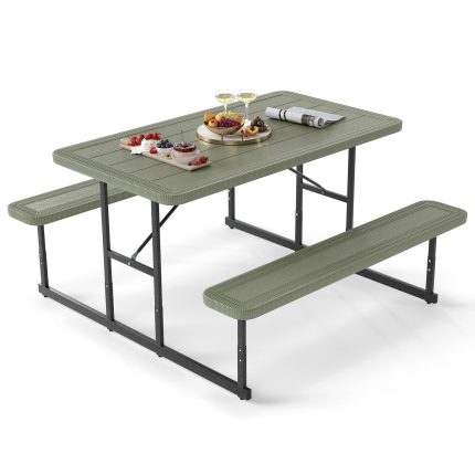 Giantex Picnic Table Bench Set for 4 People - Green