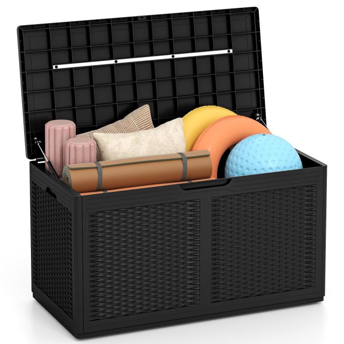 Giantex 100 Gallon Resin Outdoor Storage Box - Black - Image 1