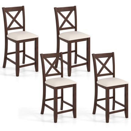 Giantex Farmhouse Counter Height Bar Stools with Footrest - 2