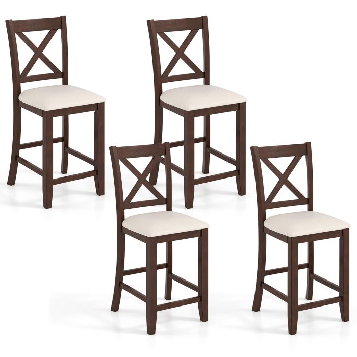 Giantex Farmhouse Counter Height Bar Stools with Footrest - 2 - Image 1