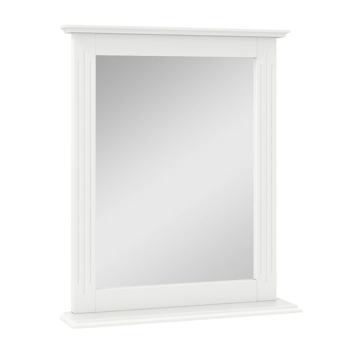 Wooden Frame Modern Rectangular Hanging Vanity Makeup Mirrors for Washroom - White - Image 1