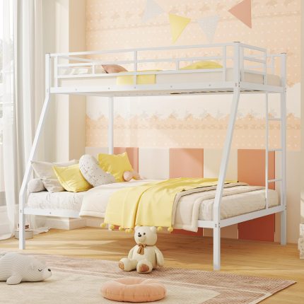 Giantex Metal Bunk Beds Twin Over Full Size - White