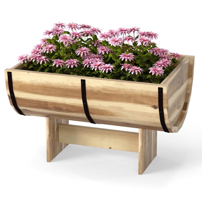 Giantex Half Barrel Raised Garden Bed for Flower Vegetable Fruit - 1 - Image 1