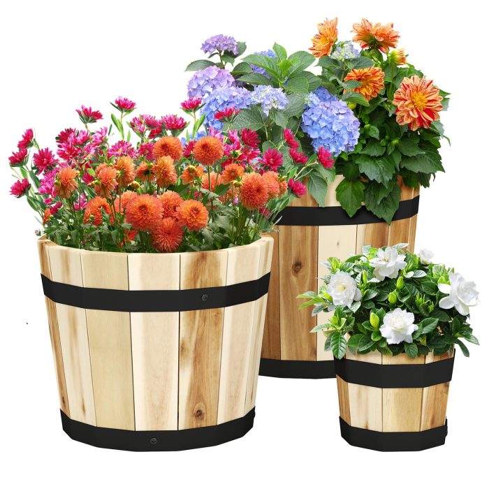 Giantex Outdoor Acacia Wood Raised Garden Bed for Flower Vegetable Fruit - Image 1