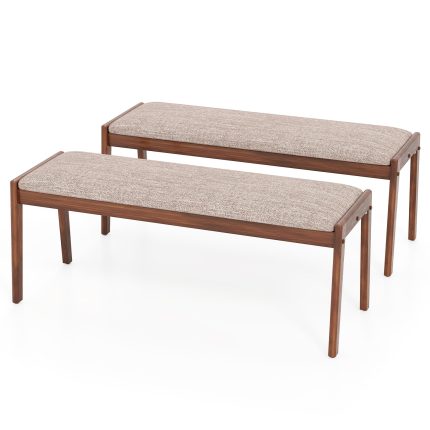 Giantex 45" Upholstered Entryway Bench with Rubber Wood Legs and Fabric Padded Seat - 2
