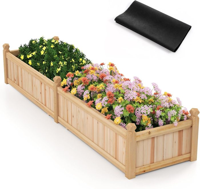 Giantex Wood Raised Garden Bed with Corner Drainage - Image 1