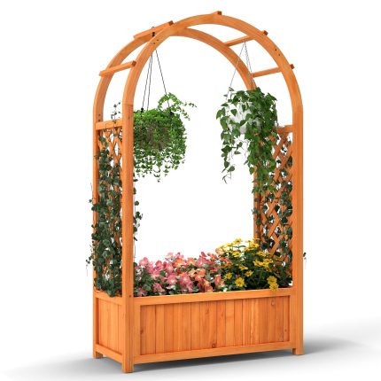 Giantex Raised Garden Bed with Arch Trellis - 1