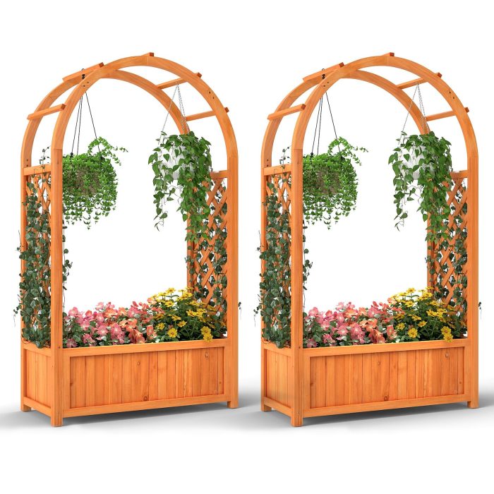 Giantex Raised Garden Bed with Arch Trellis - 2 - Image 1