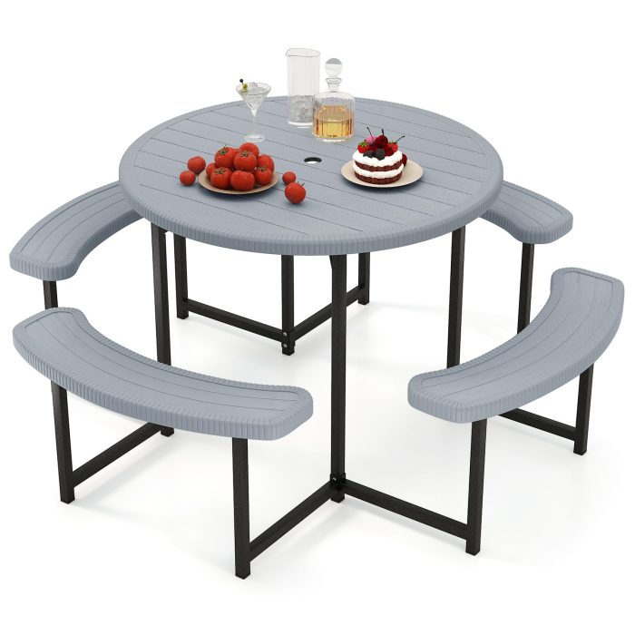 Giantex Picnic Table Bench Set for 4 to 8 Person - Grey - Image 1