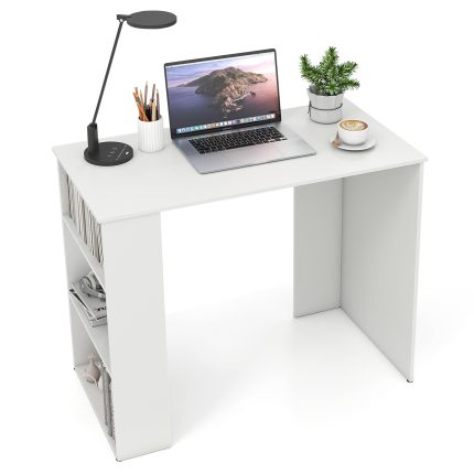 Giantex 35.5 Inch Compact Home Office Desk with Storage Bookshelf