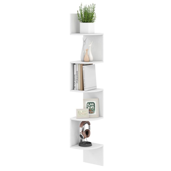 Giantex Corner Shelf Wall Mounted Set of 1/2 - 1 White - Image 1
