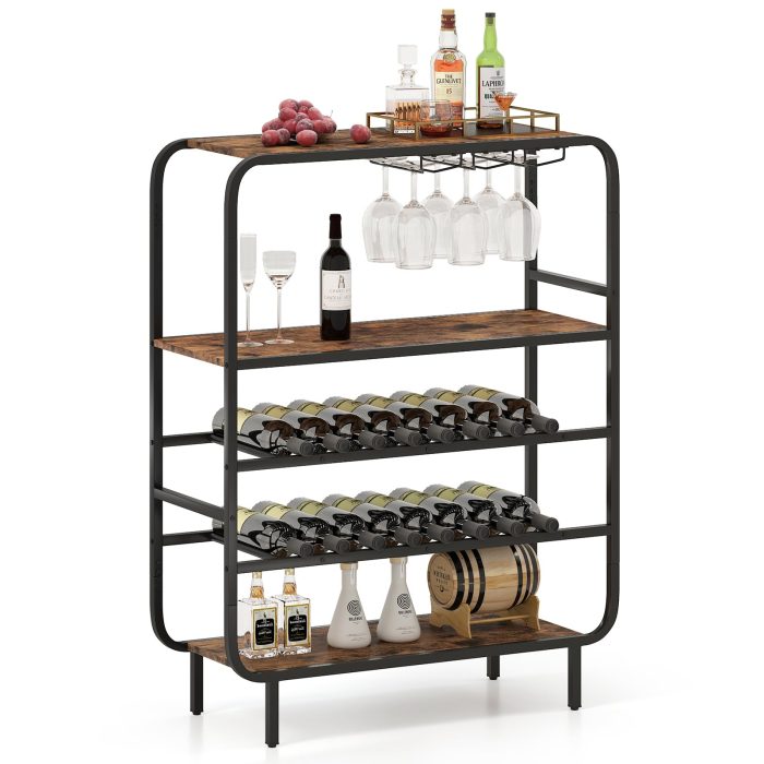 Giantex Industrial Wine Rack Freestanding Floor - Image 1