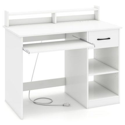 Giantex White Desk with Drawers Modern Home Office Desk