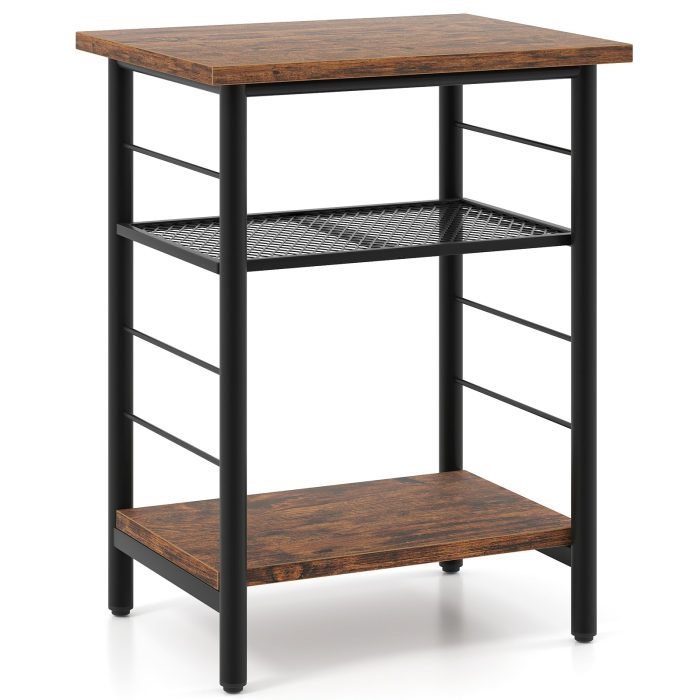 Giantex 3-Tier Side Table with Adjustable Mesh Shelf - 1 - Image 1