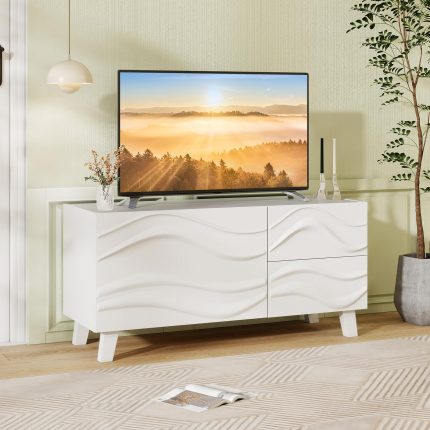 Giantex White TV Stand with Storage and Drawers