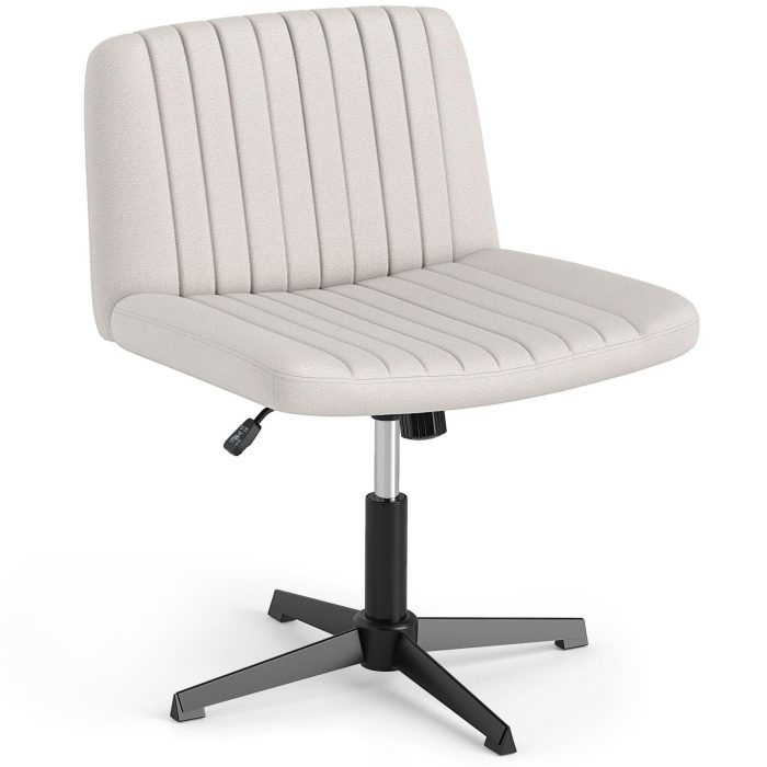 Giantex Armless Cross Legged Office Chair for Home - No Wheels Beige - Image 1