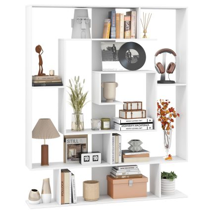 Giantex 7-Tier Geometric Bookshelf - White