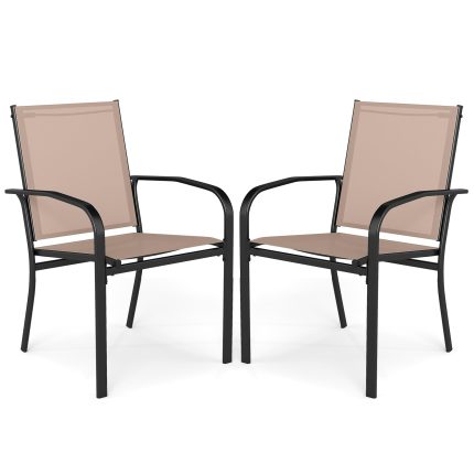 Giantex Stackable Patio Chairs with Breathable Backrest & Wide Seat - 1 Count (Pack of 2)