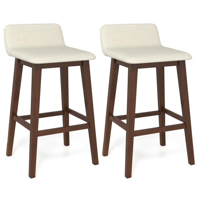 Giantex 29" Bar Stools Set of 2/4 - 1 Brown & Beige - Image 1