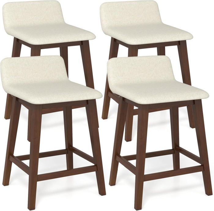 Giantex 24" Bar Stools Set of 2/4 - 2 Brown & Beige - Image 1