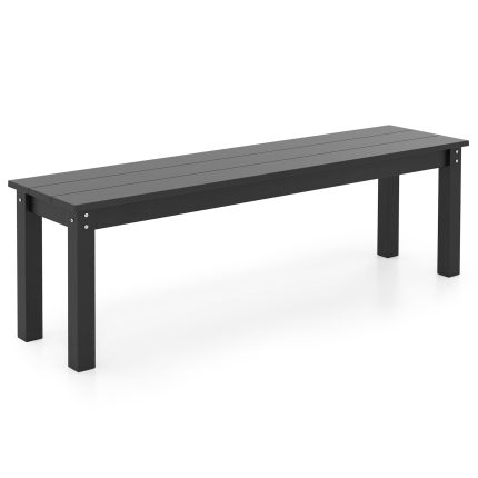 Giantex 55" HDPE Outdoor Bench 2-3 People Weatherproof Backless Patio Garden Bench - 1 Black