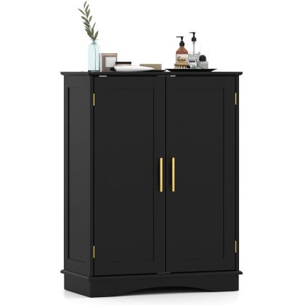 Giantex Bathroom Storage Cabinet Modern 31.5" Cupboard with Adjustable Shelves - Black