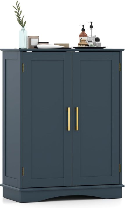 Giantex Bathroom Storage Cabinet Modern 31.5" Cupboard with Adjustable Shelves - Navy Blue