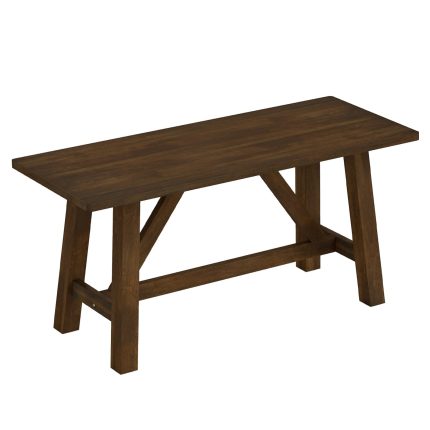Giantex 38" Wooden Dining Bench Farmhouse Entryway Bench with Rubber Wood Frame - 1