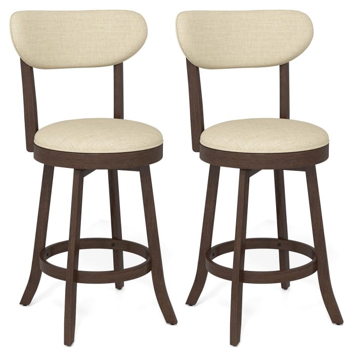 Giantex 25.5" Counter Height Upholstered Linen Barstools - 1 - Image 1
