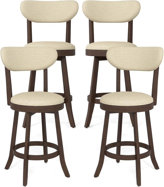Giantex 25.5" Counter Height Upholstered Linen Barstools - 2 - Image 1