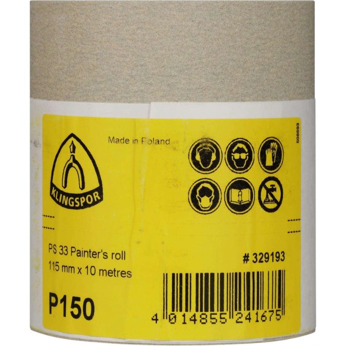 10m x 115mm Klingspor PS33 Zinc Stearate Sanding Rolls - Perfect For Decorating Applications - Image 1