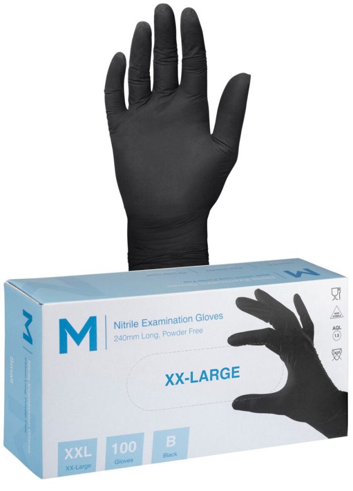Disposable Black Nitrile Powder Free Gloves - 100 Pack - Image 1