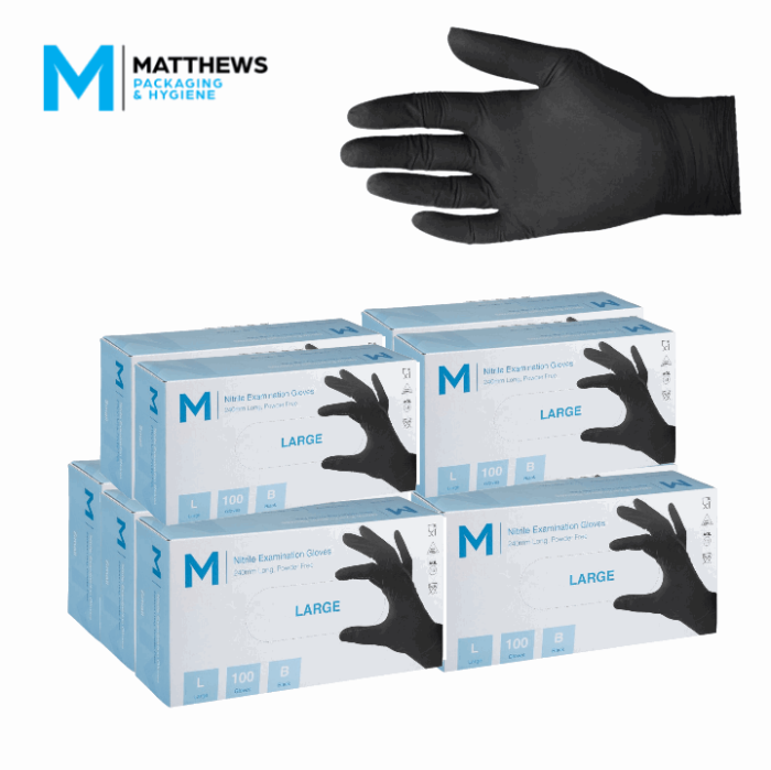 1000 Disposable Black Nitrile Powder Free Gloves - Small - Image 1